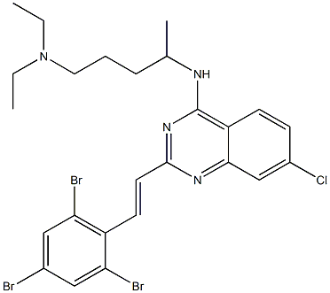 7-クロロ-N-[4-(ジエチルアミノ)-1-メチルブチル]-2-(2,4,6-トリブロモスチリル)キナゾリン-4-アミン 化学構造式