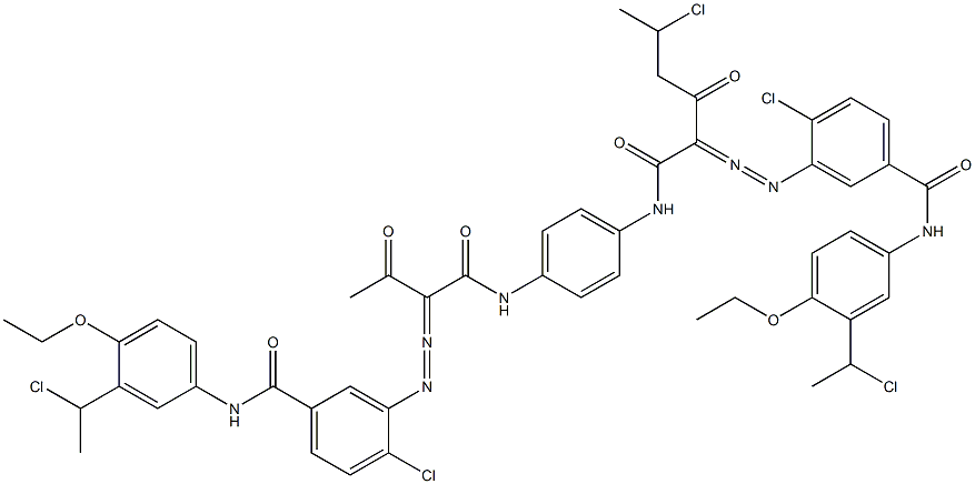 3,3'-[2-(1-Chloroethyl)-1,4-phenylenebis[iminocarbonyl(acetylmethylene)azo]]bis[N-[3-(1-chloroethyl)-4-ethoxyphenyl]-4-chlorobenzamide] 结构式