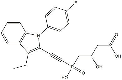 (3S)-3-Hydroxy-4-[hydroxy[[1-(4-fluorophenyl)-3-ethyl-1H-indol-2-yl]ethynyl]phosphinyl]butyric acid Struktur