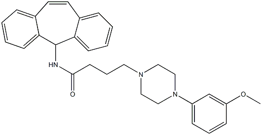 4-[4-(3-メトキシフェニル)-1-ピペラジニル]-N-(5H-ジベンゾ[a,d]シクロヘプテン-5-イル)ブチルアミド 化学構造式