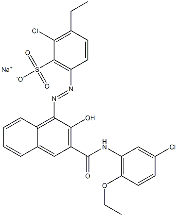 2-Chloro-3-ethyl-6-[[3-[[(3-chloro-6-ethoxyphenyl)amino]carbonyl]-2-hydroxy-1-naphtyl]azo]benzenesulfonic acid sodium salt Structure