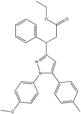 3-Phenyl-3-[[1-(4-methoxyphenyl)-5-(4-methylphenyl)-1H-pyrazol]-3-yl]propanoic acid ethyl ester Struktur