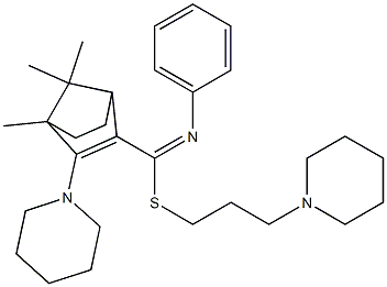 4,7,7-Trimethyl-3-piperidino-N-phenylbicyclo[2.2.1]hept-2-ene-2-carbimidothioic acid (3-piperidinopropyl) ester,,结构式