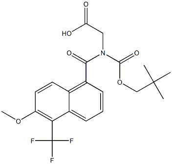 [N-(2,2-Dimethylpropoxycarbonyl)-N-[oxo[5-(trifluoromethyl)-6-methoxy-1-naphtyl]methyl]amino]acetic acid Struktur