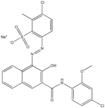 3-Chloro-2-methyl-6-[[3-[[(4-chloro-2-methoxyphenyl)amino]carbonyl]-2-hydroxy-1-naphtyl]azo]benzenesulfonic acid sodium salt Struktur