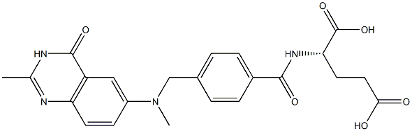 (S)-2-[4-[[N-[(3,4-ジヒドロ-2-メチル-4-オキソキナゾリン)-6-イル]-N-メチルアミノ]メチル]ベンゾイルアミノ]グルタル酸 化学構造式