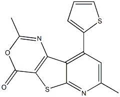 2,7-Dimethyl-9-(2-thienyl)-4H-pyrido[3',2':4,5]thieno[3,2-d][1,3]oxazin-4-one,,结构式