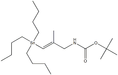 (2E)-3-トリブチルスタンニル-N-(tert-ブトキシカルボニル)-2-メチル-2-プロペン-1-アミン 化学構造式