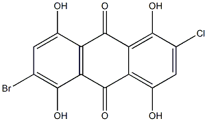 6-Bromo-2-chloro-1,4,5,8-tetrahydroxyanthraquinone 结构式