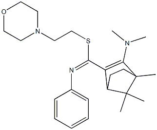 4,7,7-Trimethyl-3-(dimethylamino)-N-phenylbicyclo[2.2.1]hept-2-ene-2-carbimidothioic acid (2-morpholinoethyl) ester,,结构式