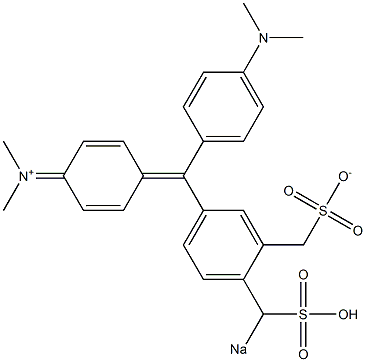 N,N-Dimethyl-4-[(4-dimethylaminophenyl)(3-sulfonatomethyl-4-sodiosulfomethylphenyl)methylene]-2,5-cyclohexadien-1-iminium Structure