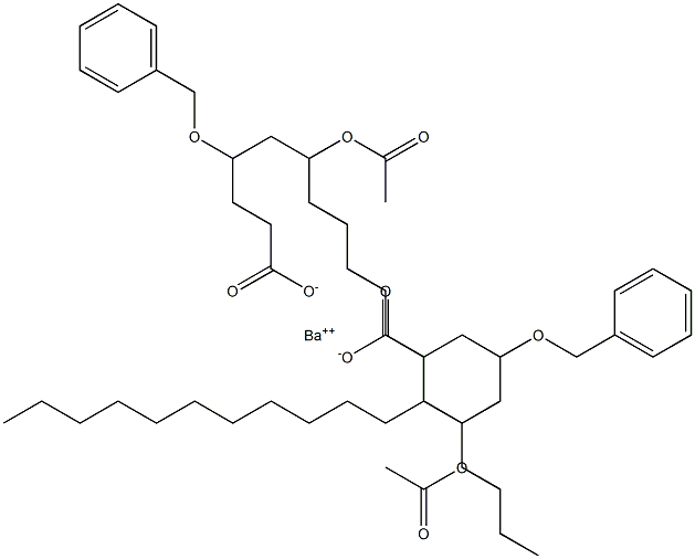 Bis(4-benzyloxy-6-acetyloxystearic acid)barium salt Structure