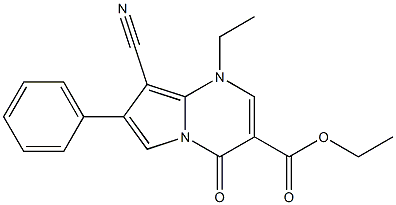 1-Ethyl-4-oxo-7-phenyl-8-cyano-1,4-dihydropyrrolo[1,2-a]pyrimidine-3-carboxylic acid ethyl ester Structure