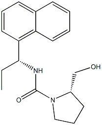 (2S)-1-[[(R)-1-(1-ナフチル)プロピル]アミノカルボニル]ピロリジン-2-メタノール 化学構造式