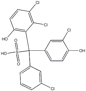 (3-クロロフェニル)(3-クロロ-4-ヒドロキシフェニル)(2,3-ジクロロ-6-ヒドロキシフェニル)メタンスルホン酸 化学構造式