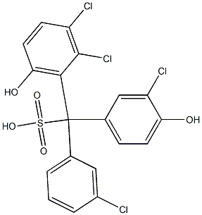 (3-Chlorophenyl)(3-chloro-4-hydroxyphenyl)(2,3-dichloro-6-hydroxyphenyl)methanesulfonic acid Struktur