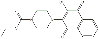 2-[4-(エトキシカルボニル)ピペラジン-1-イル]-3-クロロ-1,4-ナフトキノン 化学構造式