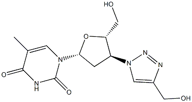 3'-(4-(Hydroxymethyl)-1H-1,2,3-triazol-1-yl)-3'-deoxythymidine Structure