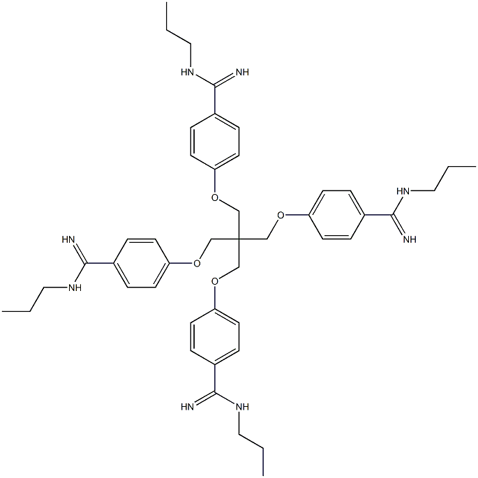 4,4',4'',4'''-[Methanetetrayltetrakis(methyleneoxy)]tetrakis(N1-propylbenzamidine),,结构式