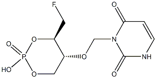 (4R,5R)-4-(Fluoromethyl)-5-[[(1,2,3,4-tetrahydro-2,4-dioxopyrimidin)-3-yl]methoxy]-2-hydroxy-1,3,2-dioxaphosphorinane-2-oxide,,结构式