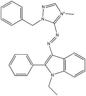 2-ベンジル-3-(1-エチル-2-フェニル-1H-インドール-3-イルアゾ)-4-メチル-2H-1,2,4-トリアゾール-4-イウム 化学構造式