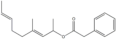 フェニル酢酸1,3-ジメチル-2,6-オクタジエニル 化学構造式