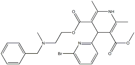 4-(6-Bromopyridin-2-yl)-1,4-dihydro-2,6-dimethylpyridine-3,5-dicarboxylic acid 3-methyl 5-[2-(N-methyl-N-benzylamino)ethyl] ester,,结构式