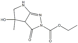 2,3,3a,4,5,6-Hexahydro-4-hydroxy-4-methyl-3-oxopyrrolo[2,3-c]pyrazole-2-carboxylic acid ethyl ester Struktur