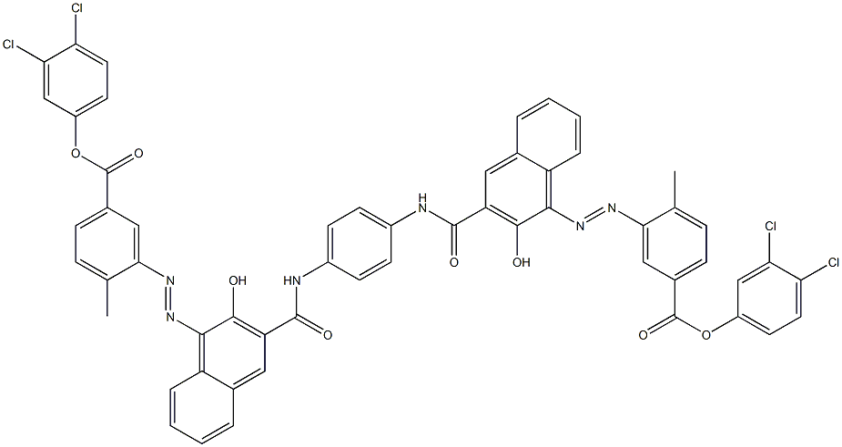 1,4-Bis[1-[[2-methyl-5-(3,4-dichlorophenoxycarbonyl)phenyl]azo]-2-hydroxy-3-naphthoylamino]benzene Structure