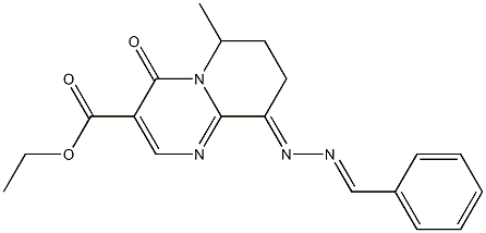 9-[2-(Benzylidene)hydrazono]-6-methyl-6,7,8,9-tetrahydro-4-oxo-4H-pyrido[1,2-a]pyrimidine-3-carboxylic acid ethyl ester Struktur