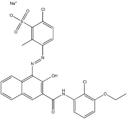 2-Chloro-6-methyl-5-[[3-[[(2-chloro-3-ethoxyphenyl)amino]carbonyl]-2-hydroxy-1-naphtyl]azo]benzenesulfonic acid sodium salt 结构式