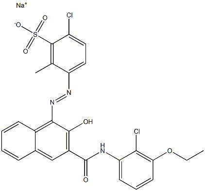 2-Chloro-6-methyl-5-[[3-[[(2-chloro-3-ethoxyphenyl)amino]carbonyl]-2-hydroxy-1-naphtyl]azo]benzenesulfonic acid sodium salt,,结构式