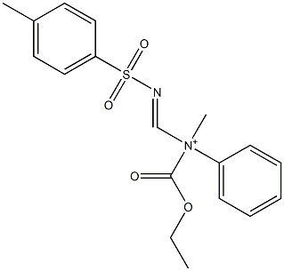 N-Ethoxycarbonyl-N-methyl-N-(4-methylphenylsulfonyliminomethyl)benzenaminium 结构式