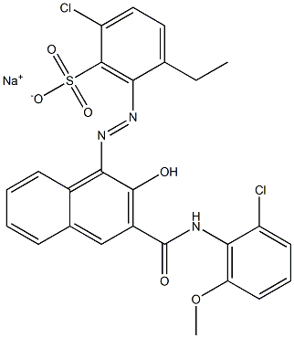 2-Chloro-5-ethyl-6-[[3-[[(2-chloro-6-methoxyphenyl)amino]carbonyl]-2-hydroxy-1-naphtyl]azo]benzenesulfonic acid sodium salt Structure