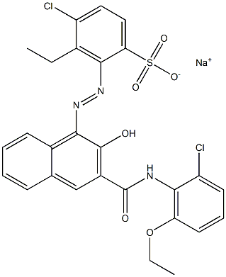 4-Chloro-3-ethyl-2-[[3-[[(2-chloro-6-ethoxyphenyl)amino]carbonyl]-2-hydroxy-1-naphtyl]azo]benzenesulfonic acid sodium salt Struktur