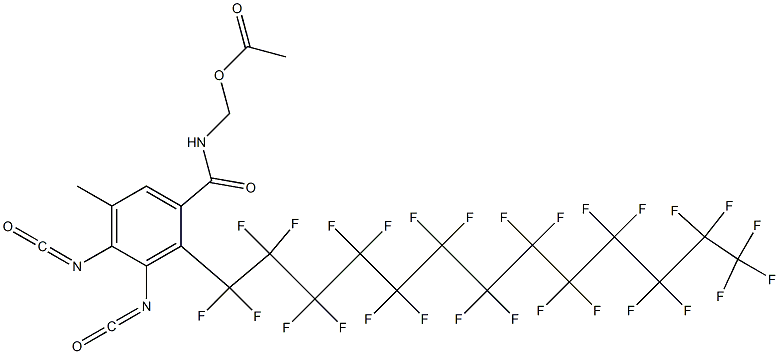 N-(Acetyloxymethyl)-2-(heptacosafluorotridecyl)-3,4-diisocyanato-5-methylbenzamide 结构式