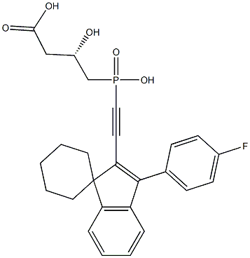 (3S)-3-Hydroxy-4-[hydroxy[[3-(4-fluorophenyl)spiro[1H-indene-1,1'-cyclohexan]-2-yl]ethynyl]phosphinyl]butyric acid 结构式