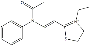 2-[2-(Acetylphenylamino)vinyl]-3-ethyl-4,5-dihydrothiazol-3-ium 结构式