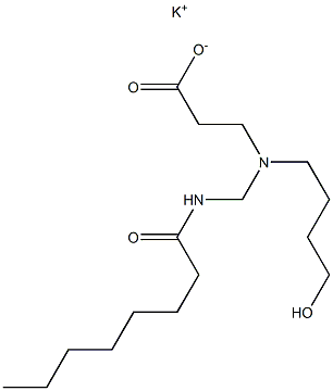 3-[N-(4-ヒドロキシブチル)-N-(オクタノイルアミノメチル)アミノ]プロピオン酸カリウム 化学構造式