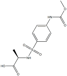 (R)-2-[4-(メトキシカルボニルアミノ)フェニルスルホニルアミノ]プロピオン酸 化学構造式