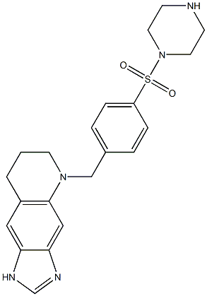5,6,7,8-テトラヒドロ-5-[4-(1-ピペラジニルスルホニル)ベンジル]-1H-イミダゾ[4,5-g]キノリン 化学構造式