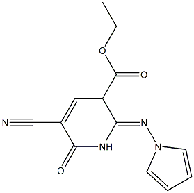 2-オキソ-3-シアノ-6-ピロリジノ-1,2-ジヒドロピリジン-5-カルボン酸エチル 化学構造式