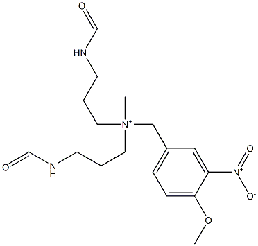 N,N-Bis[3-(formylamino)propyl]-N-methyl-4-methoxy-3-nitrobenzenemethanaminium 结构式