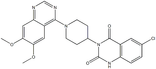 3-[1-(6,7-ジメトキシ-4-キナゾリニル)-4-ピペリジニル]-6-クロロキナゾリン-2,4(1H,3H)-ジオン 化学構造式