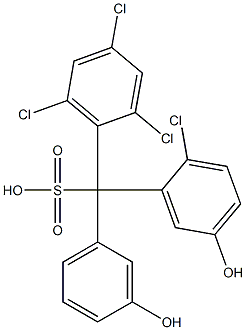 (2-Chloro-5-hydroxyphenyl)(2,4,6-trichlorophenyl)(3-hydroxyphenyl)methanesulfonic acid Struktur