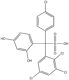 (4-クロロフェニル)(2,3,5-トリクロロフェニル)(2,4-ジヒドロキシフェニル)メタンスルホン酸 化学構造式