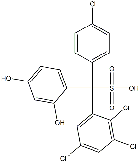 (4-Chlorophenyl)(2,3,5-trichlorophenyl)(2,4-dihydroxyphenyl)methanesulfonic acid Struktur