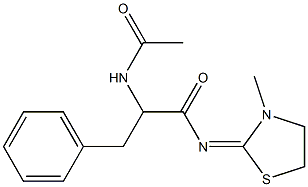 2-Acetylamino-3-phenyl-N-(3-methylthiazolidin-2-ylidene)propionamide Structure