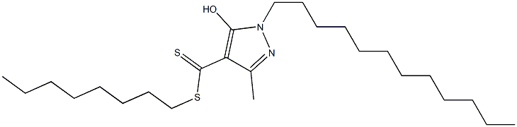 1-Dodecyl-3-methyl-5-hydroxy-1H-pyrazole-4-dithiocarboxylic acid octyl ester,,结构式