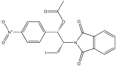 (1S,2S)-1-アセトキシ-1-(4-ニトロフェニル)-2-(1,3-ジオキソイソインドリン-2-イル)-3-ヨードプロパン 化学構造式